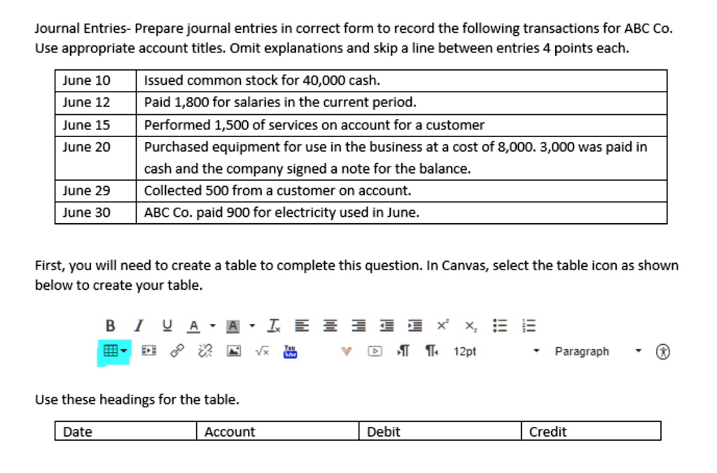 Record the following transactions in the appropriate