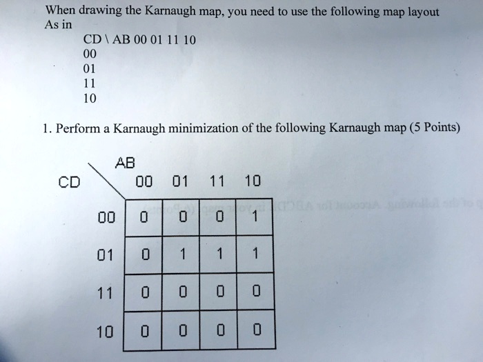 Solved When Drawing The Karnaugh Map You Need To Use The Following Map Layout A B C D A B 0 0