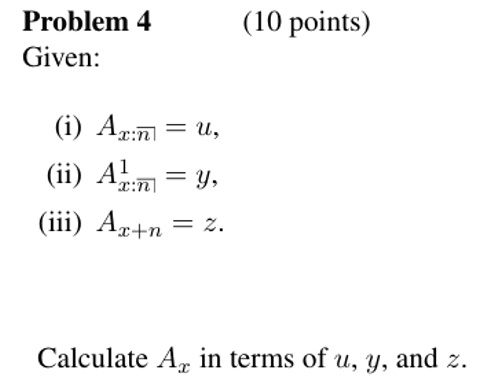 calculate ax in terms of uy and z problem 4 given 10 points i axn u iii axn z calculate ar in terms of u u and z 36604