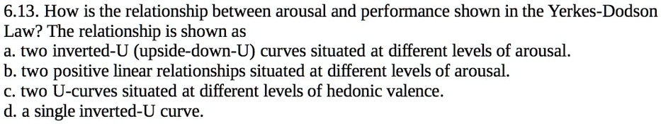 SOLVED: 6.13. How is the relationship between arousal and performance ...