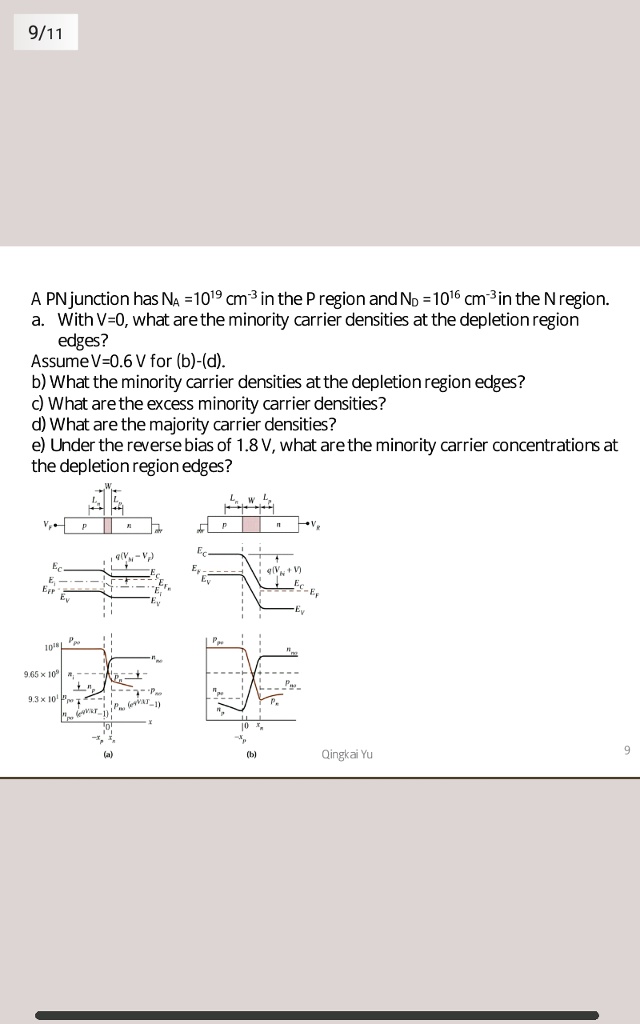 SOLVED: A PN junction has NA = 10^19 cm^-3 in the P region and No = 10 ...