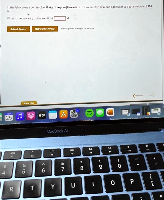 SOLVED In the laboratory, you dissolve 19.4 g of copper(II) acetate in