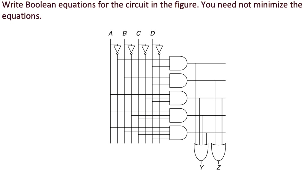 SOLVED: Write Boolean equations for the circuit in the figure. You need ...