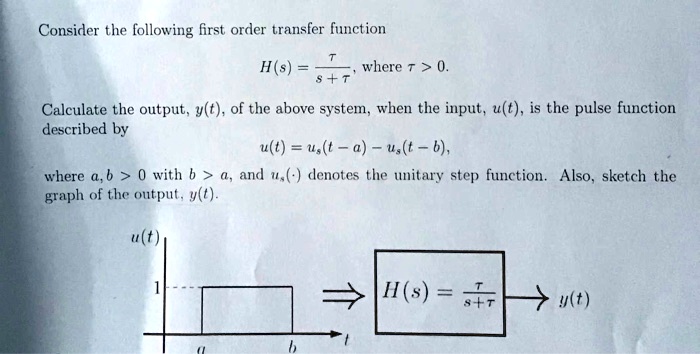 SOLVED: Consider the following first order transfer function H(s) where ...
