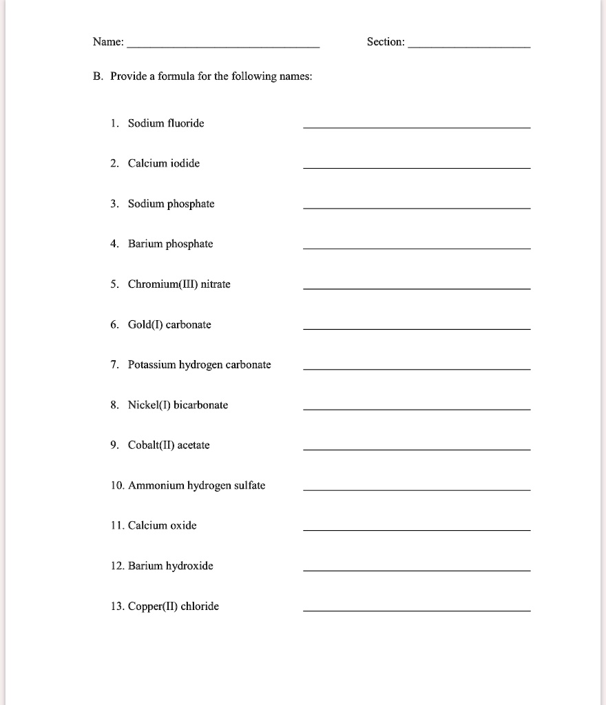 SOLVEDName Section Provide formula for the following_ names Sodium