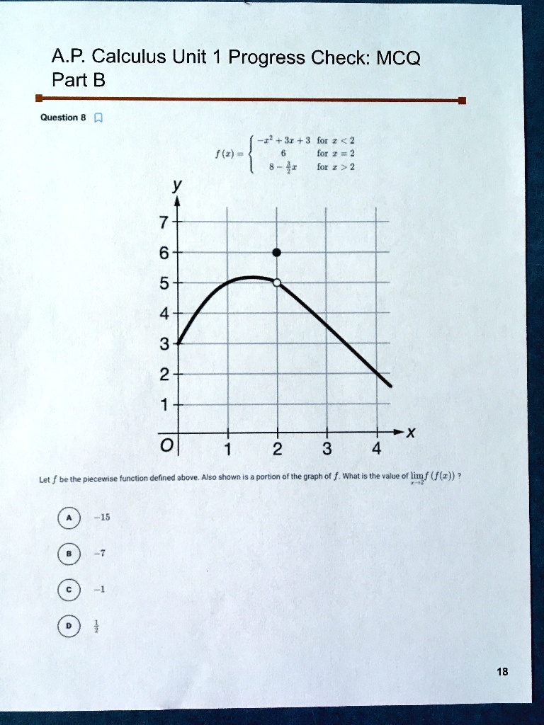 Ap Calculus Unit Progress Check Mcq Part B Question 8 Sr 3 For I For I ...