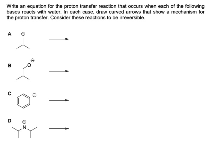 Solved Write An Equation For The Proton Transfer Reaction That Occurs