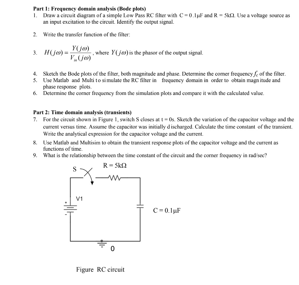 SOLVED: Part 1: Frequency domain analysis (Bode plots) 1. Draw a ...