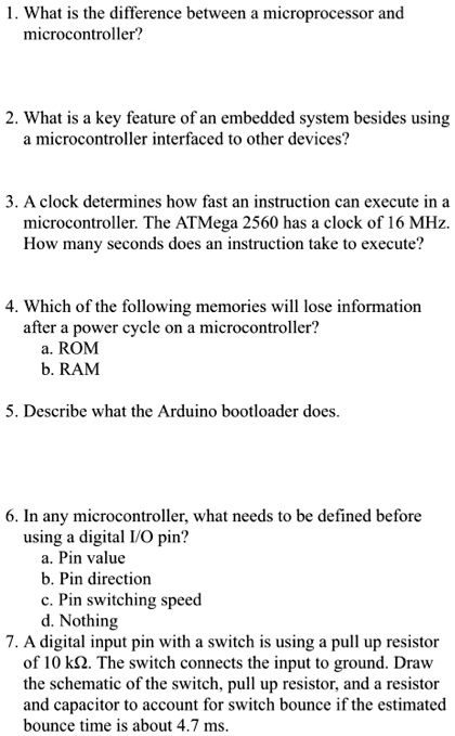 SOLVED: 1.What is the difference between a microprocessor and ...