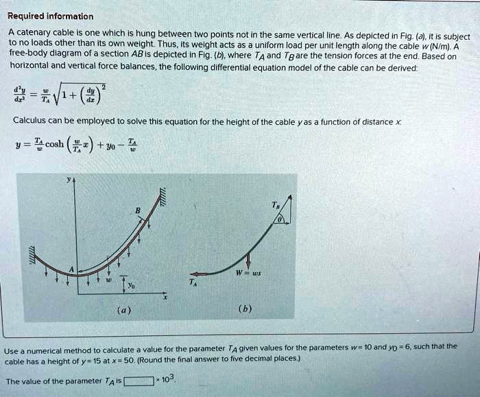 Required information: A catenary cable is one which is hung between two ...