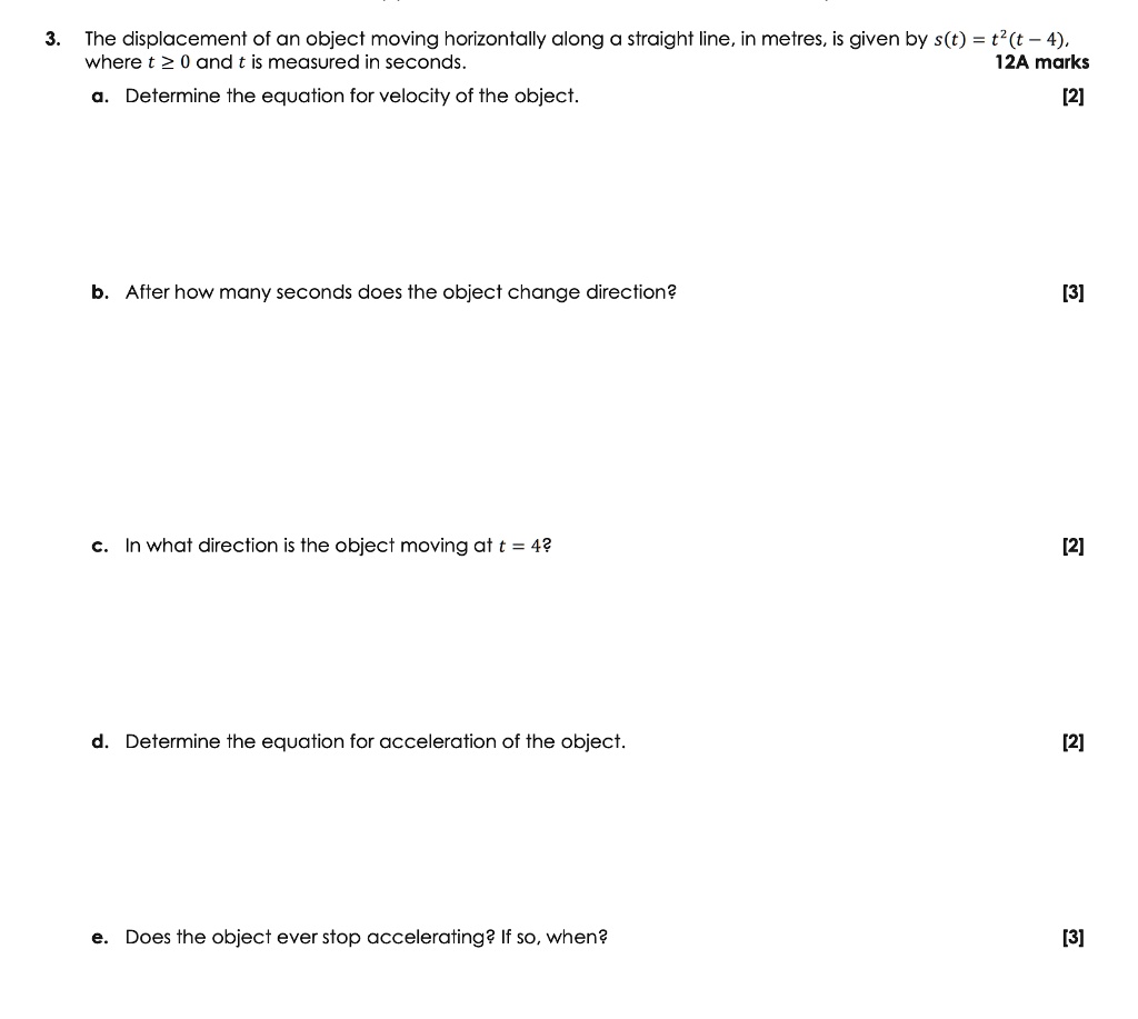 Objects Changing Direction SOLVED: The displacement of an object moving horizontally along ...