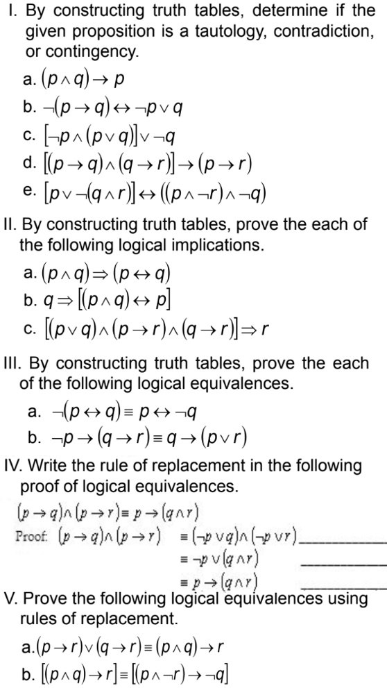 they will have a By constructing truth tables, show