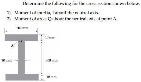 SOLVED: Determine the following for the cross section shown below. 1 ...