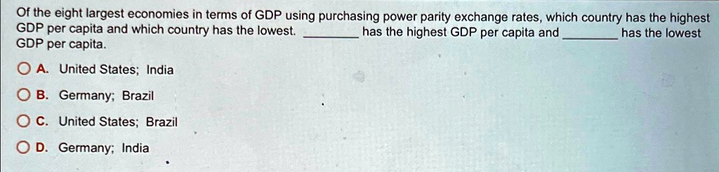 SOLVED: Of the eight largest economies in terms of GDP using purchasing ...