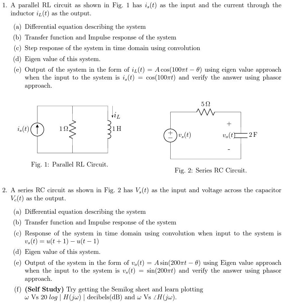 A parallel RL circuit as shown in Fig. 1 has its as the input and the ...