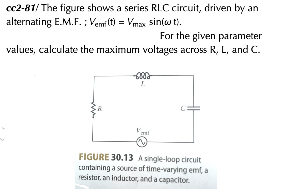 SOLVED The figure shows a series RLC circuit, driven by an alternating