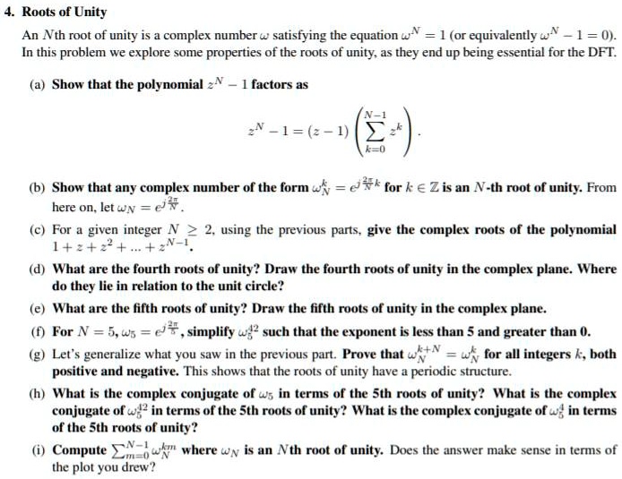 4 roots of unity an nth root of unity is a complex number satisfying ...