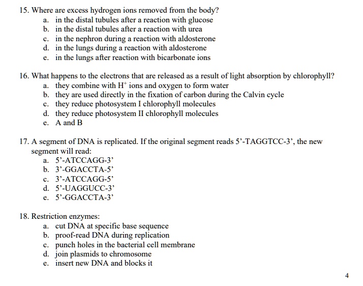 SOLVED: 15. Where are excess hydrogen ions removed from the body? In ...