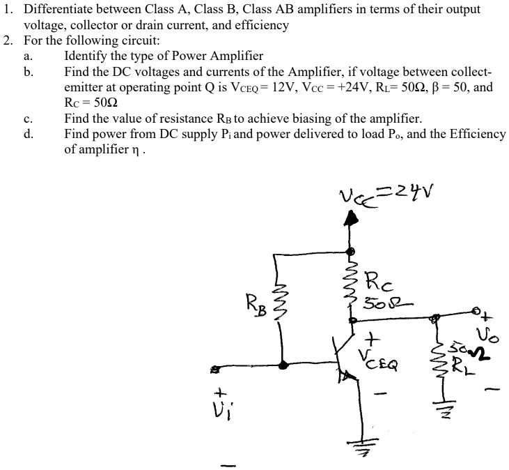 SOLVED: Differentiate Between Class A, Class B, And Class AB Amplifiers ...