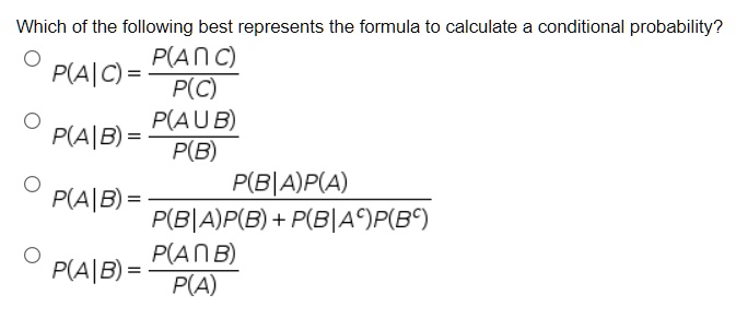 SOLVED Which of the following best represents the formula to