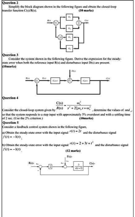 Solved Question 2 Simplify The Block Diagram Shown In The Following Figure And Obtain The 