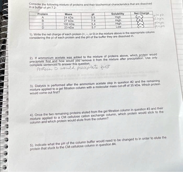 SOLVED: Texts: Consider the following mixture of proteins and their ...