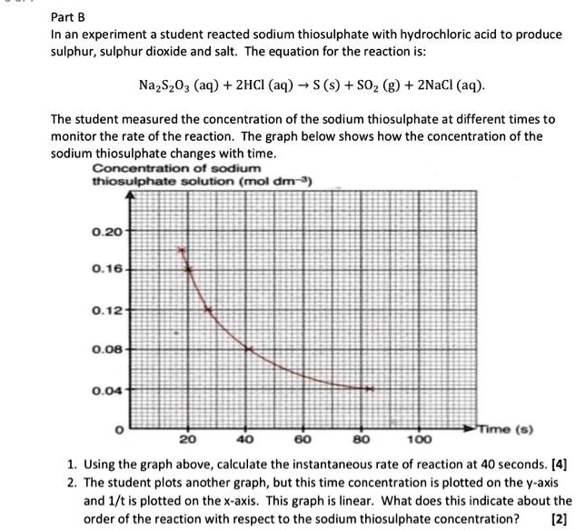 SOLVED Part B In an experiment, students reacted sodium thiosulphate