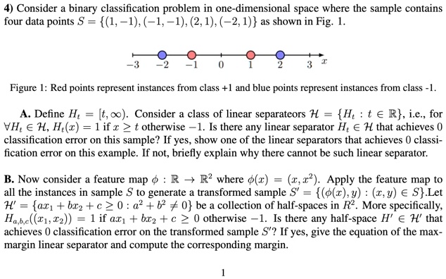 SOLVED: 4) Consider Binary Classification Problem In One-dimensional ...