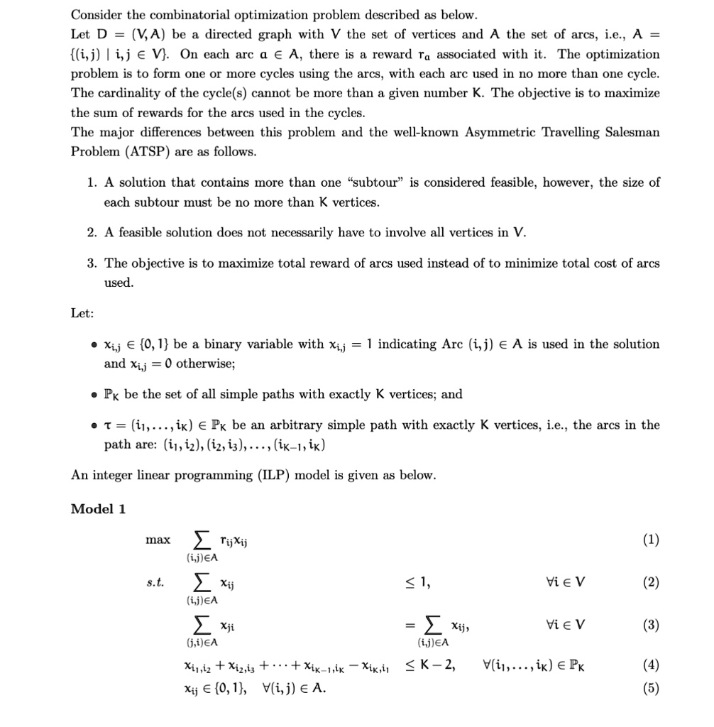 SOLVED: USE OPL CPLEX TO PROGRAM THE FOLLOWING ILP WITH THE 5 ...