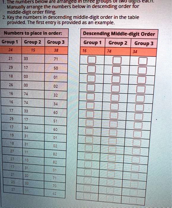 SOLVED: Manually arrange the numbers below in descending order for ...