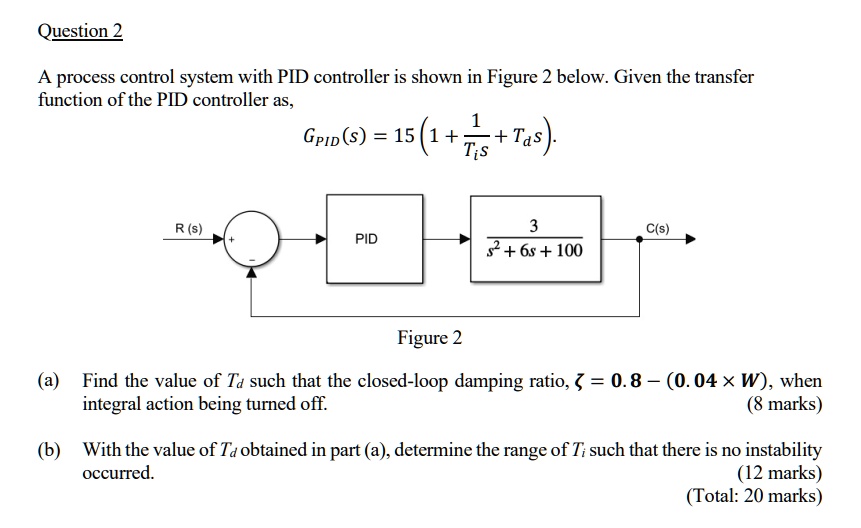 SOLVED: A Process Control System With PID Controller Is Shown In Figure ...