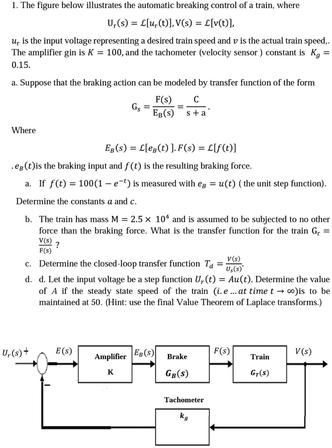1. The figure below illustrates the automatic breaking control of a ...