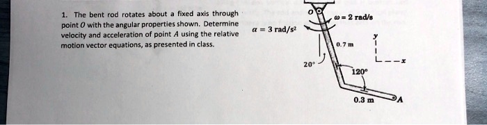 1. The bent rod rotates about a fixed axis through point O with the ...