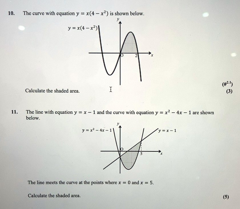 Solved 10 The Curve With Equation Y X 4 X2 Is Shown Below Y X 4 X2 Calculate The Shaded Area 11 The Line With Equation Y X 1 And The Curve