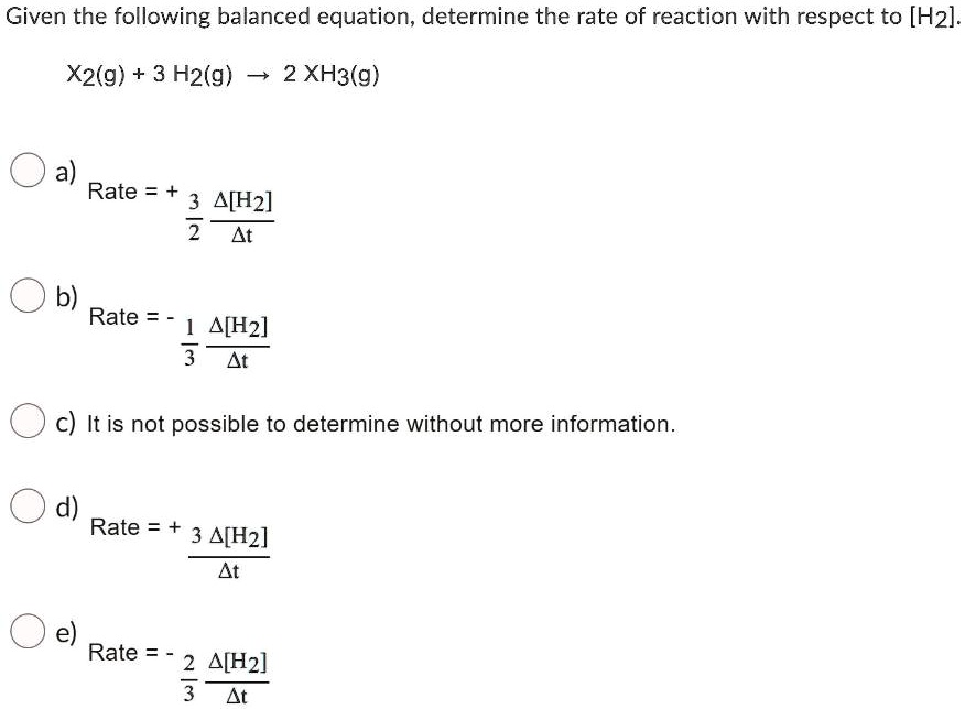 SOLVED Given the following balanced equation, determine the rate of
