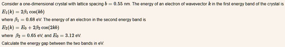 Consider a one-dimensional crystal with lattice spacing b = 0.55 nm ...