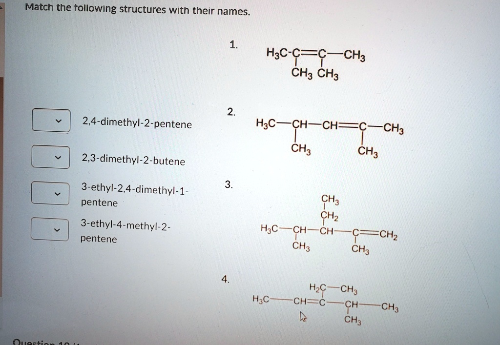 Solved Match The Following Structures With Their Names 1 Hgc Cc Ch3