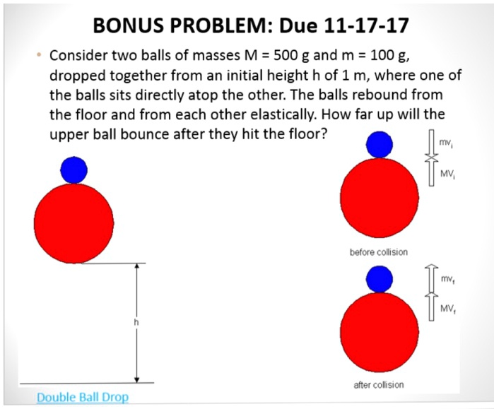 BONUS PROBLEM: Due 11-17-17 • Consider two balls of masses M = 500 g