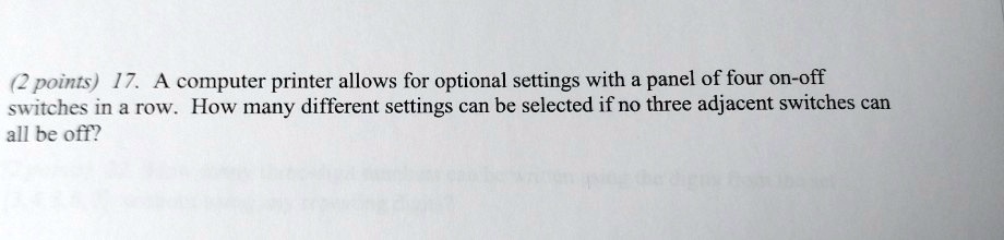 17. A computer printer allows for optional settings with a...