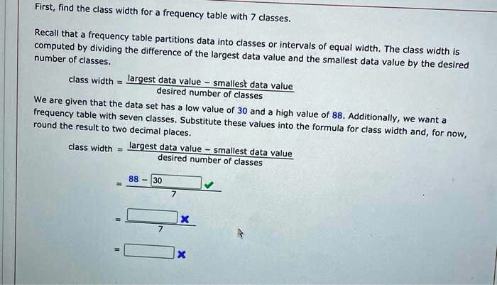 Solved First Find The Class Width For A Frequency Table With Classes Recall That A Frequency 0425