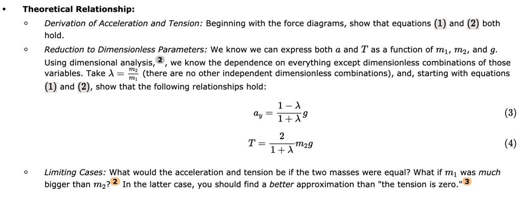 SOLVED Theoretical Relationship Derivation of Acceleration and