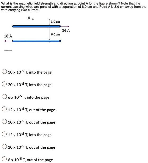 what is the magnetic field strength and direction at point a for the ...