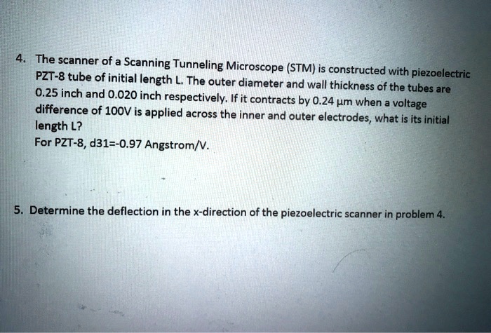 SOLVED: The scanner of a Scanning Tunneling Microscope (STM) is ...
