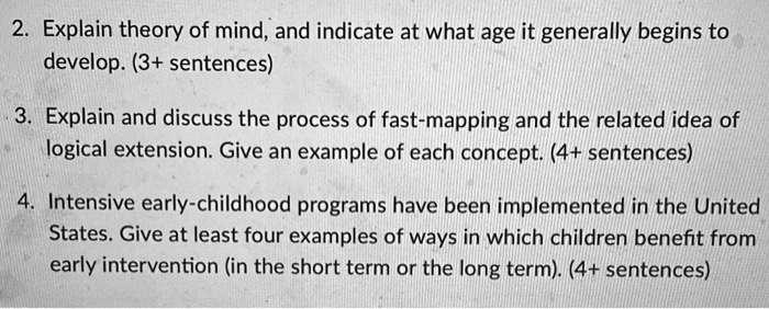 SOLVED 2. Explain the theory of mind and indicate at what age it