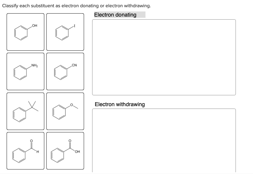 Solved: Classify Each Substituent As Electron Donating Or Electron 