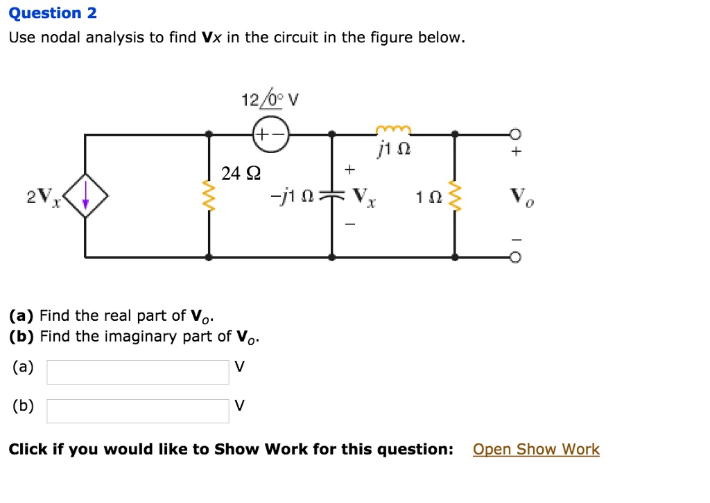 Solved Use Nodal Analysis To Find Vx In The Circuit In The Figure