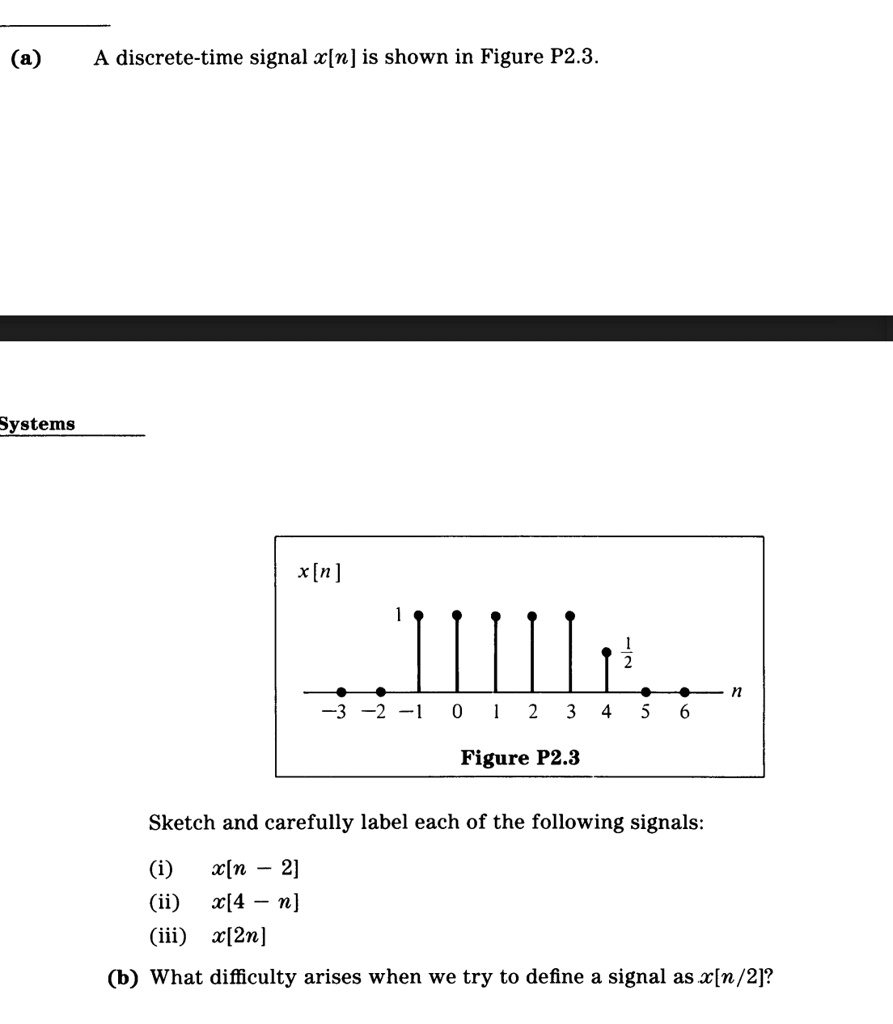 (a) A discrete-time signal x[n] is shown in Figure P2.3. Systems Sketch ...