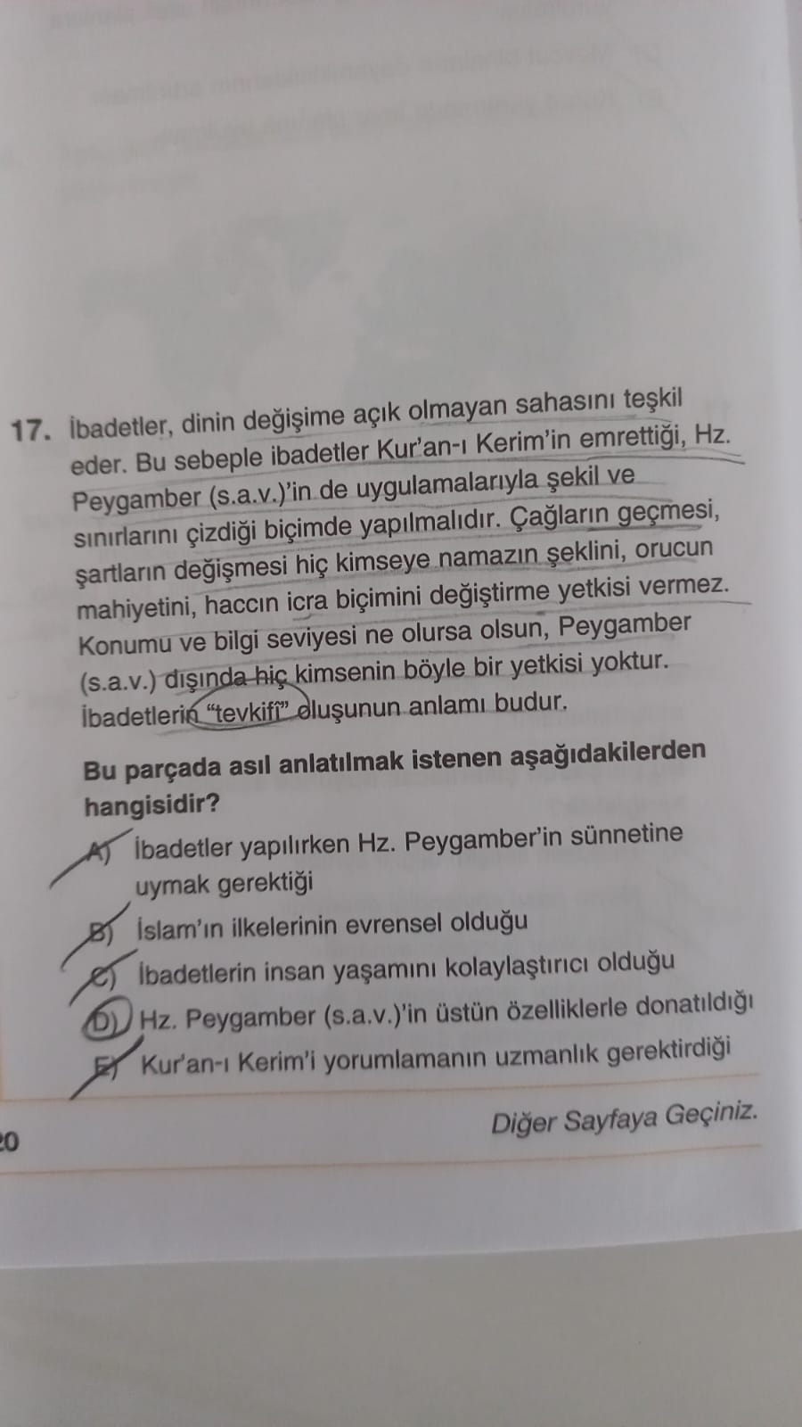 SOLVED: 17. ?badetler, Dinin De?i?ime Aç?k Olmayan Sahas?n? Te?kil Eder ...