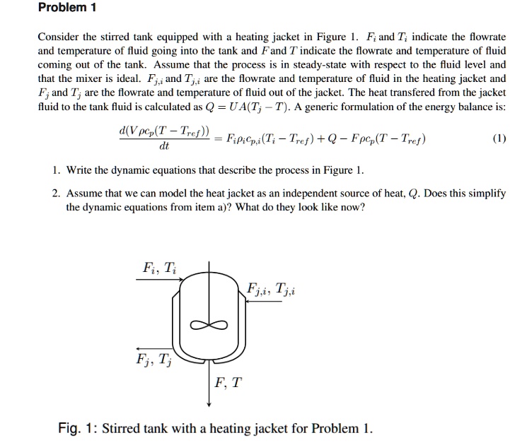 problem 1 consider the stirred tank equipped with a heating jacket in ...