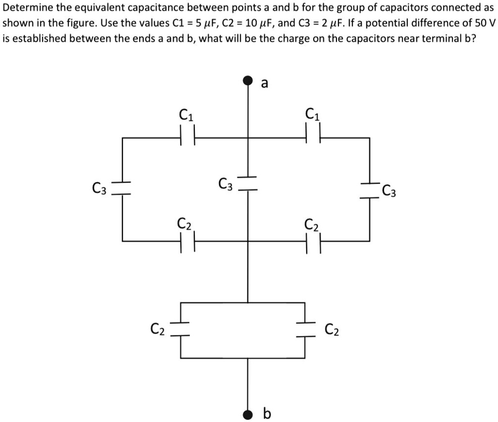 SOLVED Determine the equivalent capacitance between points a and b for